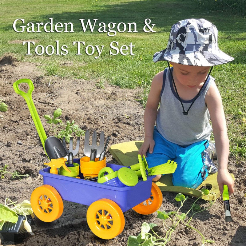 Dimple DCN12752 Garden Wagon & Tools Toy Set Premium 15Piece Gardening Tools & Wagon Toy Set Sturdy & Durable-Top Yd, Beach, Sand, Garden Toy-Great for Kids & Toddlers, Multicolor - Image 5